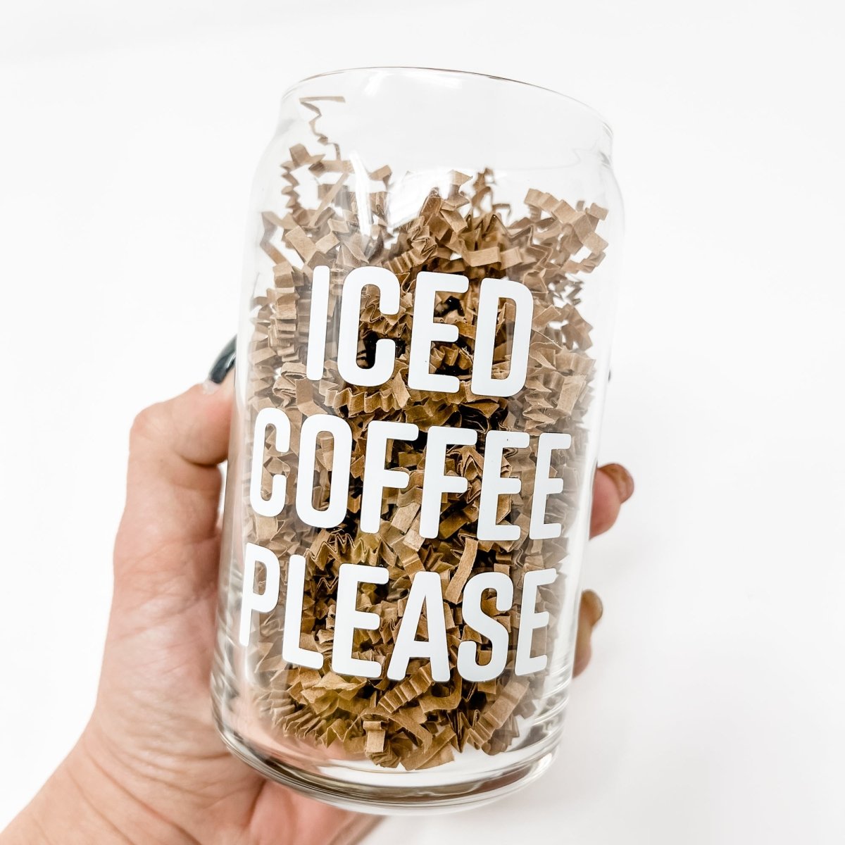 16oz Glass Spooky Season Coffee Can, Iced Coffee Glass, Fall