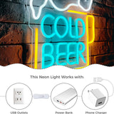 Cold Beer Neon Sign LED Light Letter Neon Light Wall Decor Lamp for