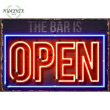 Neon Bar Metal Tin Sign Open Decoration  Plate Beer Wall Decor Room