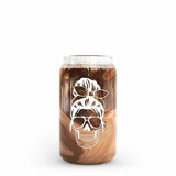 16 oz Beer Can Glass | Mom Life Skull