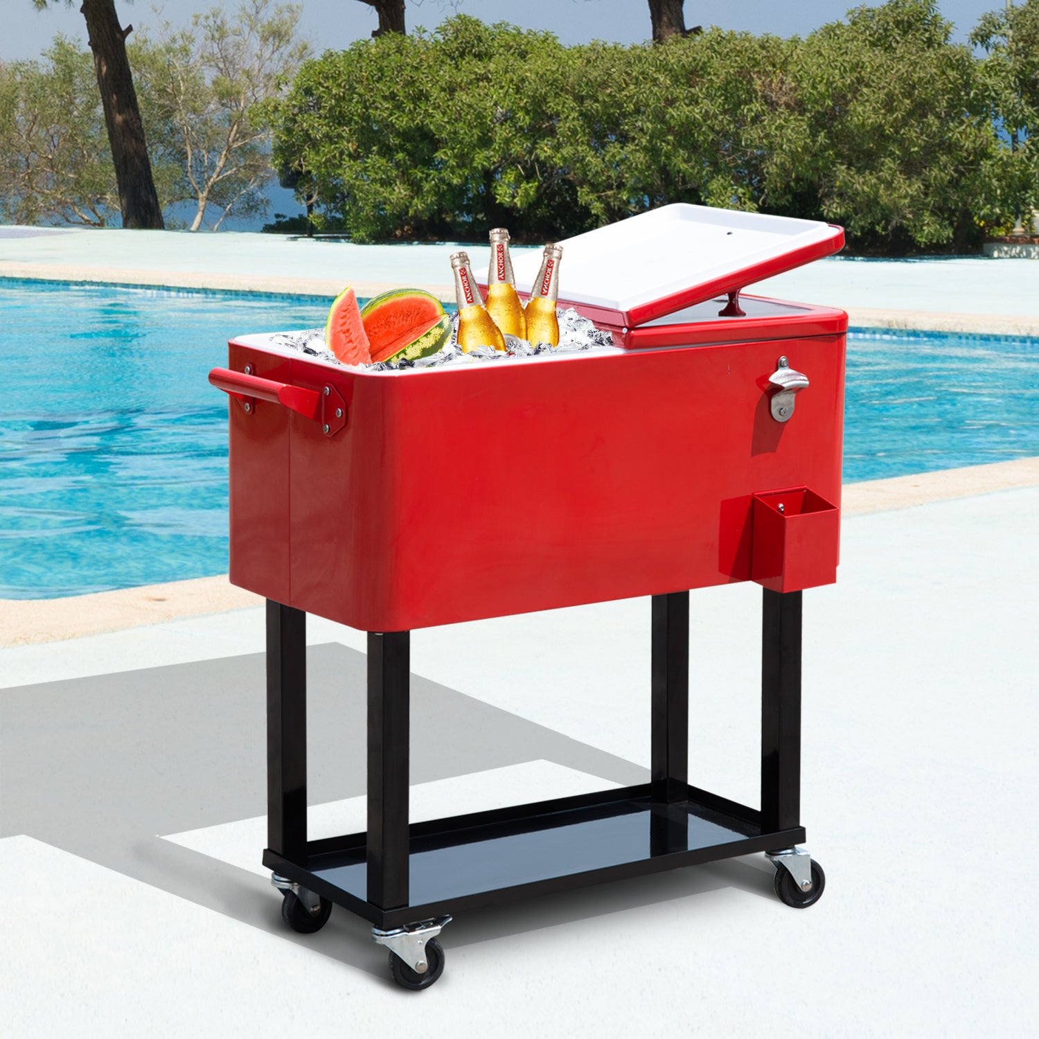 rolling ice chest cart