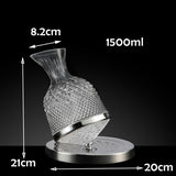 360 Rotating Wine Decanter Tumbler 1500ml Decanter Dispenser Crystal