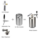 5l Mini Beer Keg Home Brewing Beer Growler,stainless Steel Premium