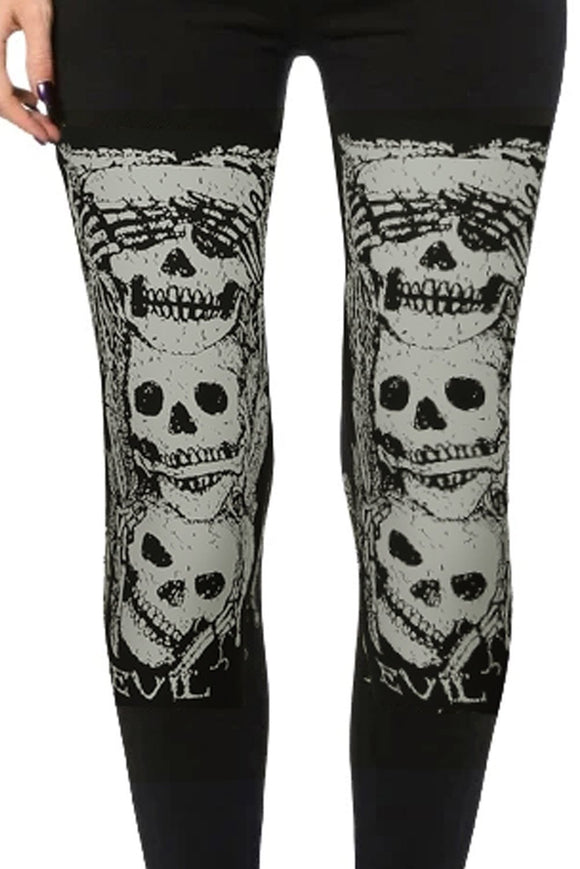 High Waist Skull Print Halloween Leggings