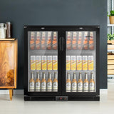 Devanti Bar Fridge 2 Glass Door Commercial Display Freeer Drink