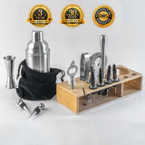 Stainless Steel Cocktail Shaker Set with Stand - 17-Piece Mixology