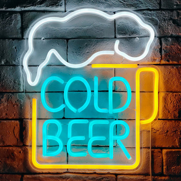 Cold Beer Neon Sign LED Light Letter Neon Light Wall Decor Lamp for