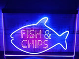 Ss136 Fish & Chips Fast Food Open Display Dual Color Led Neon Sign -