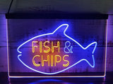 Ss136 Fish & Chips Fast Food Open Display Dual Color Led Neon Sign -