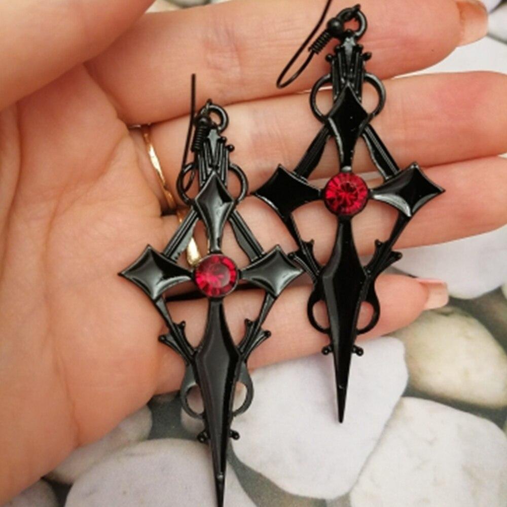 Buy Black Cross Earrings Gothic Cross Goth Earringspunk Online in India   Etsy