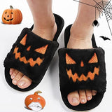 Halloween Pumpkin Slippers Open Toe Women Fuzzy Slippers Color Pink