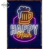 Neon Bar Metal Tin Sign Open Decoration Plate Beer Wall Decor Room