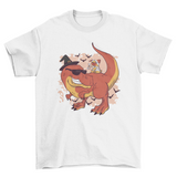 Halloween pug and dinosaur t-shirt