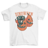 Halloween dinosaurs inside of pumpkin t-shirt