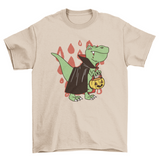 T-rex vampire dinosaur with  Halloween costume t-shirt