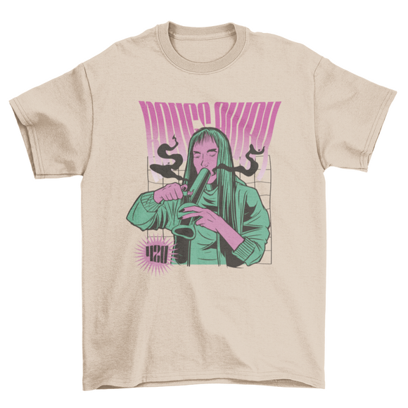 Bong smoking girl t-shirt design