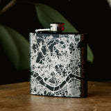 Dallas - Texas Map Hip Flask in Matte Black
