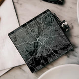Dallas - Texas Map Hip Flask in Matte Black