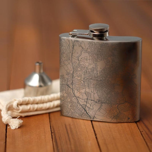 Malden - Massachusetts Map Hip Flask