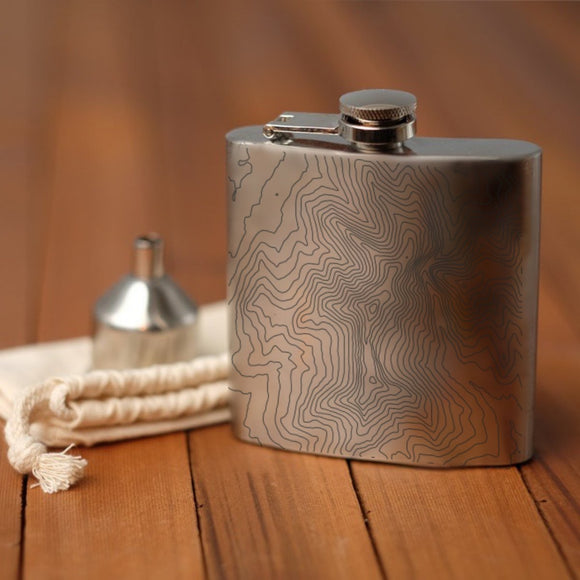 Mount Mansfield - Vermont Engraved Topographic Map Hip Flask