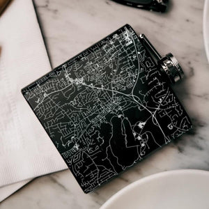 Stone Mountain - Georgia Map Hip Flask in Matte Black