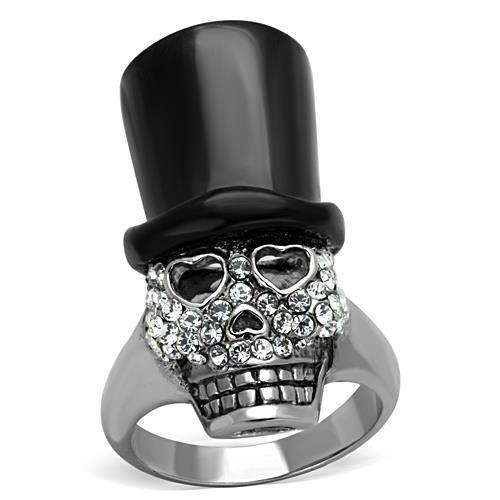 TK1662 - Two-Tone IP Black Stainless Steel Ring with Top Grade Crystal