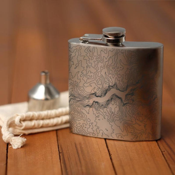 Yosemite National Park - California Map Hip Flask in Matte Black