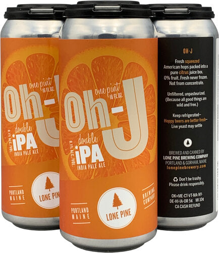 Lone Pine Brewing - Oh-J Double IPA 4PK CANS - uptownbeverage